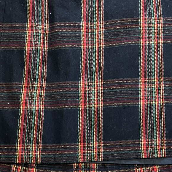 Wimbleton by Hartwell Pleated Midi Skirt SZ 6 Black Plaid Green Red Wool Blend - Picture 8 of 8